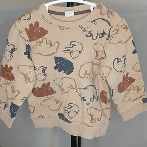 H&M Boys Bear Print Sweatshirt Size 2T Comfy Casual Animal Print